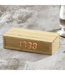 Bambukinis laikrodis su belaidžio įkrovimo funkcija Bamboo Alarm