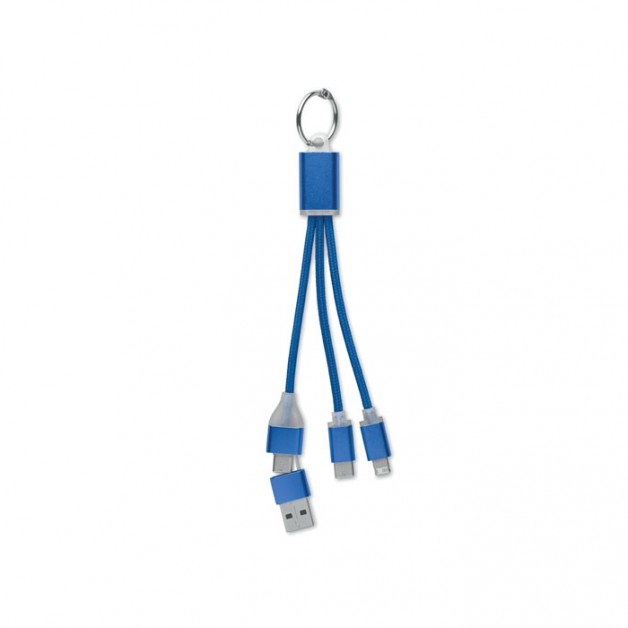 BLUE 4 in 1 raktų pakabukas - adapteris  su skirtingomis jungtimis