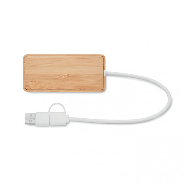 HUBBAM bambukinis šakotuvas 3 USB įvadų