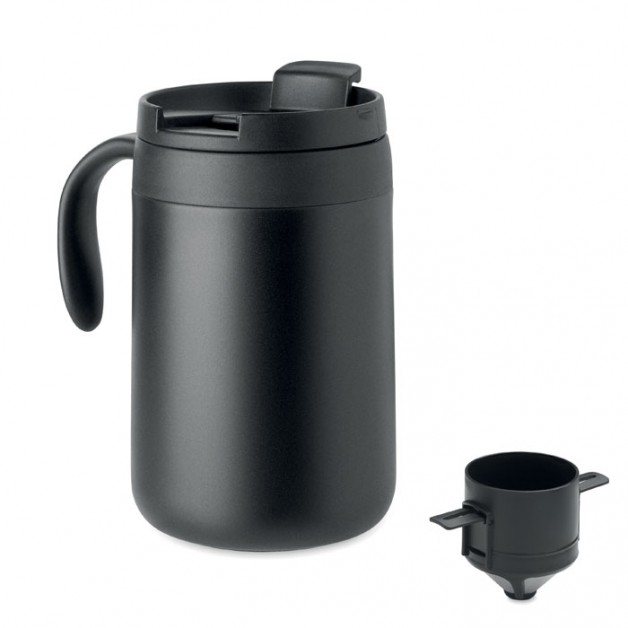 CAFETITO dvisienis kelioninis kavos puodelis su filtru, 450ml CAFETITO dvisienis kelioninis kavos puodelis su filtru, 450ml