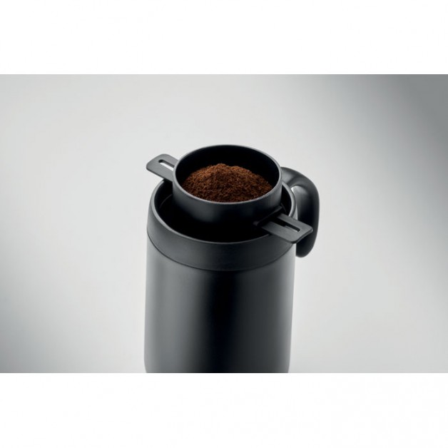 CAFETITO dvisienis kelioninis kavos puodelis su filtru, 450ml CAFETITO dvisienis kelioninis kavos puodelis su filtru, 450ml