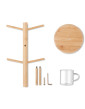 BOROCUPS bambukinis puodelių stovas su borosilikatinio stiklo puodeliais