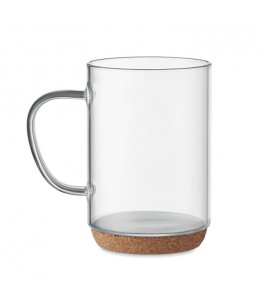 LISBO stiklinis puodelis 400ml su kamštinės medžiagos pagrindu