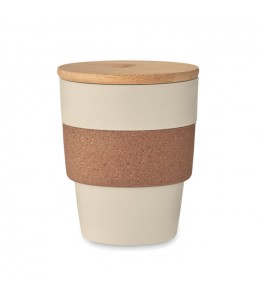 GALAO puodelis iš perdirbto PP su kamštinės medžiagos apsauga nuo šilumos, 300 ml