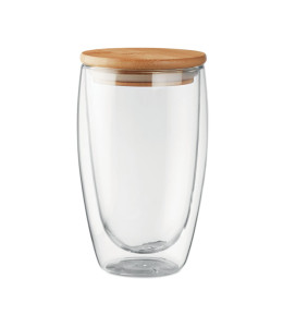 TIRANA LARGE dvisienis, stiklinis puodelis 450 ml