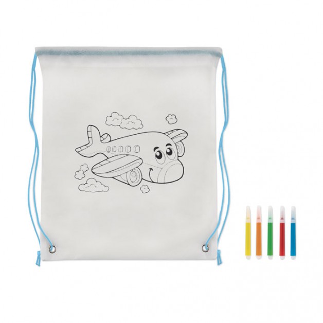 CARRYDRAW neaustinio audinio spalvinimo krep&scaron;ys su flomasteriais, 80 g/m&sup2;