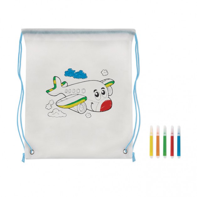 CARRYDRAW neaustinio audinio spalvinimo krep&scaron;ys su flomasteriais, 80 g/m&sup2;