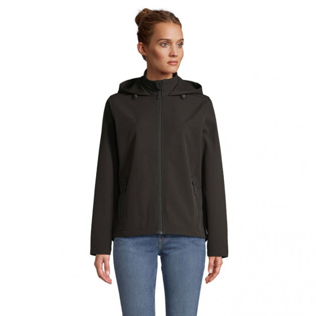 RACE moteriška softshell striukė su gobtuvu, 280 g/m²