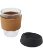 Lidan 360 ml borosilikatinio stiklo kelioninis puodelis su kamštinės medžiagos rankenėle ir silikoniniu dangteliu