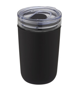 Bello 420 ml stiklinis kelioninis puodelis su perdirbto plastiko išorine sienele