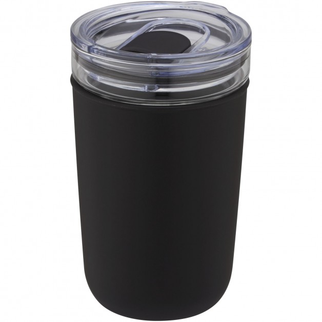 Bello 420 ml stiklinis kelioninis puodelis su perdirbto plastiko išorine sienele