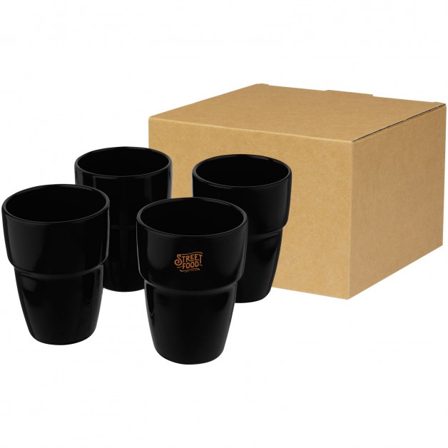 Staki keramikinių puodelių keturių dalių 280 ml dovanų rinkinys