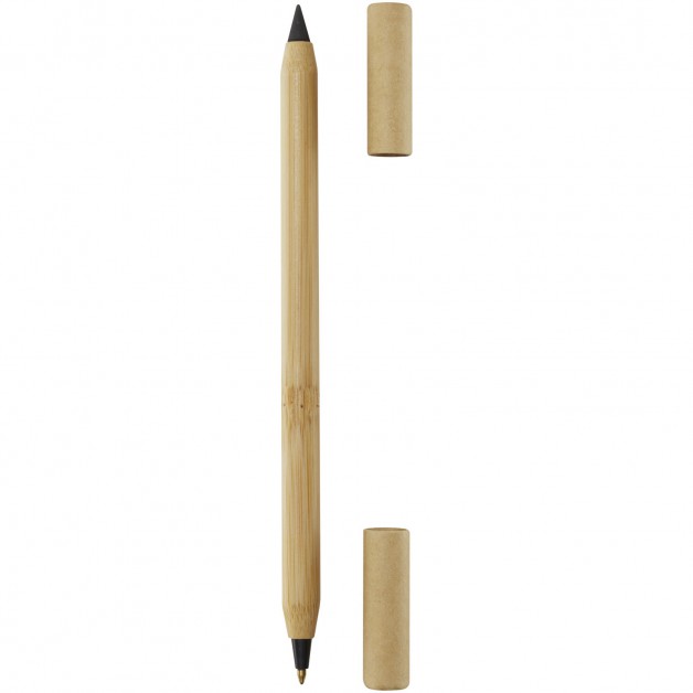 Samambu bambukinis dvigubas tušinukas: tušinukas ir amžinai rašantis rašiklis-pieštukas