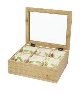 Ocre bambukinė arbatos dėžutė