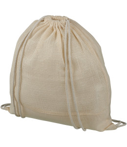 Maine medvilninė kuprinė-maišas su su tinkleliu ir raišteliais 5L