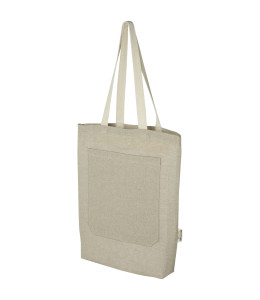 Pheebs 150 g/m² perdirbtos medvilnės pirkinių krepšys su kišene priekyje 9L