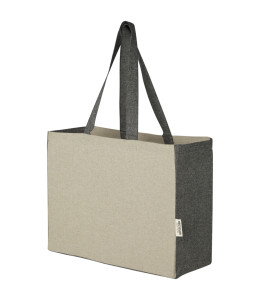 Pheebs 190 g/m² pirkinių krepšys su įsiuvais iš perdirbtos medvilnės 18L, su kontrastingomis detalė