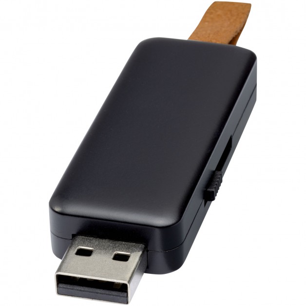 Gleam 4GB USB laikmena su šviečiančiu logotipu po graviravimo