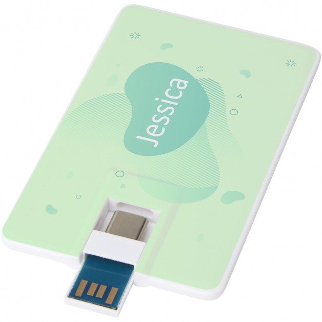 Duo slim USB laikmena, kortelės formos, su Type-C ir USB-A 3.0 jungtimi (32GB, 64GB)