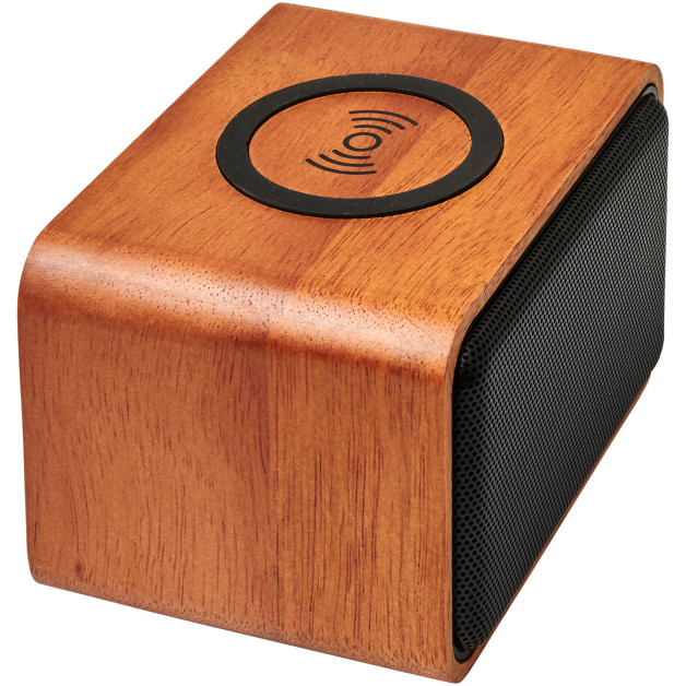 Wooden belaidė garso kolonėlė su belaidės įkrovimo stotelės funkcija