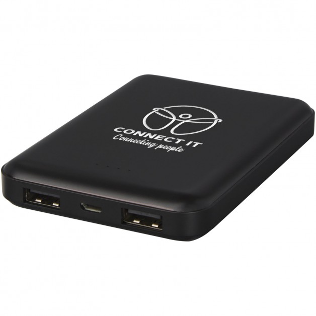 Gleam 5000 mAh plona išorinė baterija (power bank įkroviklis) su šviečiančiu logotipu po graviravimo