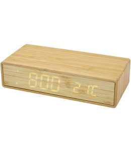 Minata bambukinis stalo laikrodis su bevielio įkrovimo funkcija