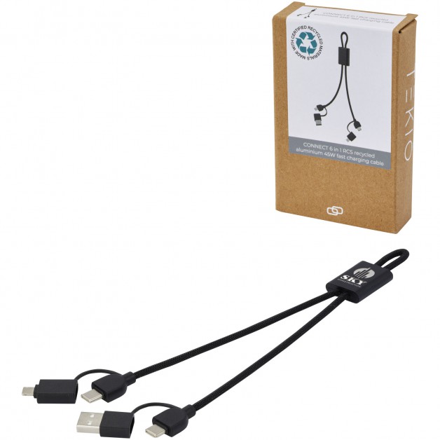 Connect 6-in-1 45W RCS perdirbto aliuminio, greito įkrovimo laidas su skirtingomis jungtimis