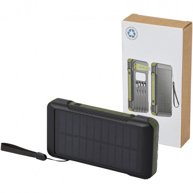 Soldy 10.000 mAh RCS sertifikuoto perdirbto plastiko energijos talpykla su integruota saulės baterijos panele įkrovimui 
