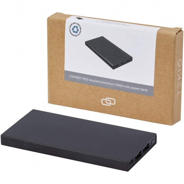 CONNECT RCS perdirbto aliuminio 5000 mAh išorinė baterija (power bank įkroviklis)