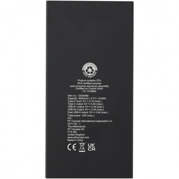 CONNECT RCS perdirbto aliuminio 5000 mAh išorinė baterija (power bank įkroviklis)