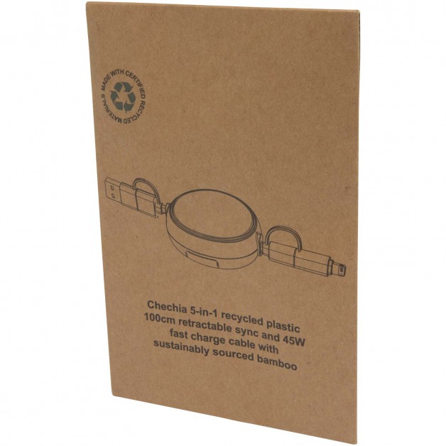 Chechia 5 in 1 automatiškai susivyniojantis duomenų sinchronizavimo ir 45 W greitojo įkrovimo laidas