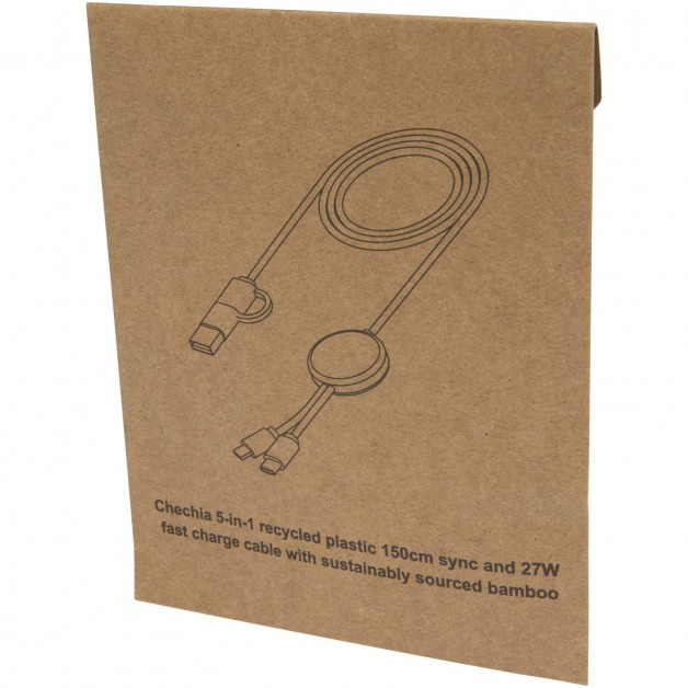 Chechia 5-in-1 27W duomenų perdavimo laidas iš perdirbto plastiko ir bambuko, 150 cm