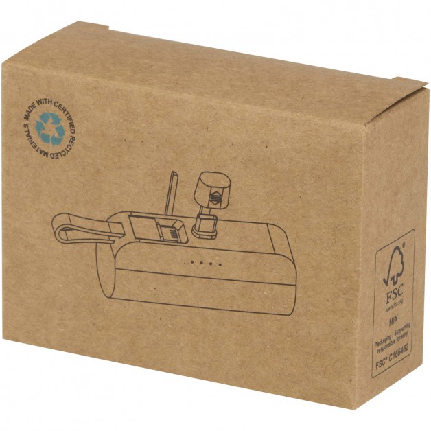 Alnair 5000 mAh USB-C perdirbto plastiko išorinė baterija (power bank įkroviklis), 10W