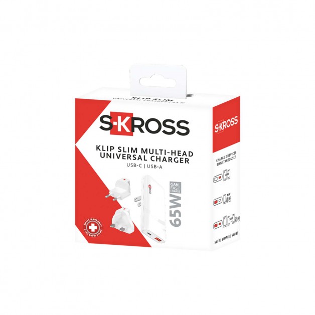 SKROSS® KLIP SLIM kelių jungčių įkroviklis, 65W SKROSS® KLIP SLIM kelių jungčių įkroviklis, 65W
