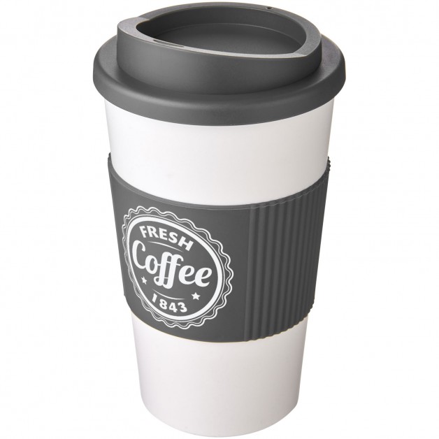 Americano® 350 ml šilumą izoliuojantis kelioninis puodelis su silikonine apsauga nuo šilumos