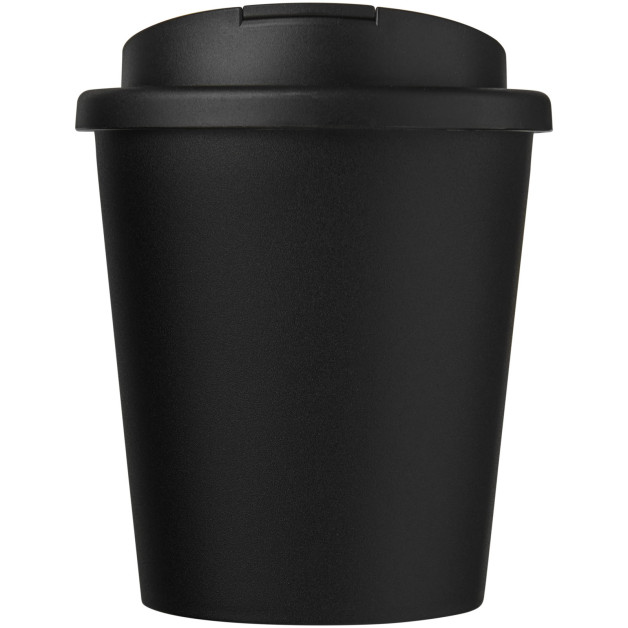 Americano® Espresso 250 ml kelioninis puodelis iš perdirbto plastiko su dangteliu, kuris apsaugo nuo apsišlakstymo