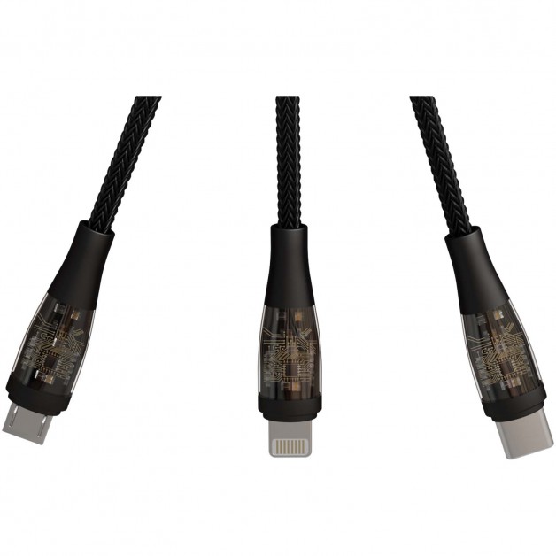 SCX.design C50 5-in-1 greito įkrovimo kabelis su skaitmeniniu ekranu, 100W/5A