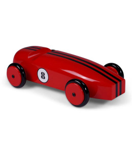 Medinis automoblio modeliukas, raudonos spalvos