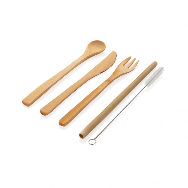 Daugkartinio naudojimo, bambukinių valgymo įrankių rinkinys