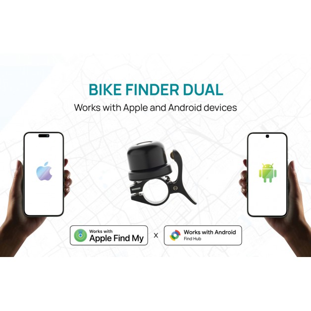 BIKE FINDER Dual RCS dviračio skambutis su vietos nustatymu visame pasaulyje BIKE FINDER Dual RCS dviračio skambutis su vietos nustatymu visame pasaulyje