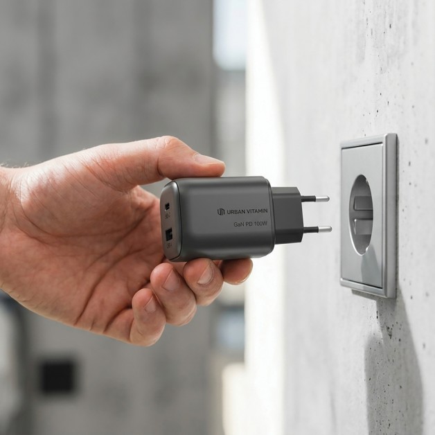 URBAN VITAMIN LIVERMORE RCS perdirbtas GAN įkroviklis, 100W URBAN VITAMIN LIVERMORE RCS perdirbtas GAN įkroviklis, 100W