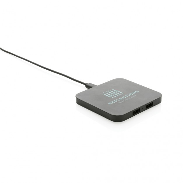 RCS perdirbto plastiko 10W bevielė įkrovimo stotelė su USB jungtimis