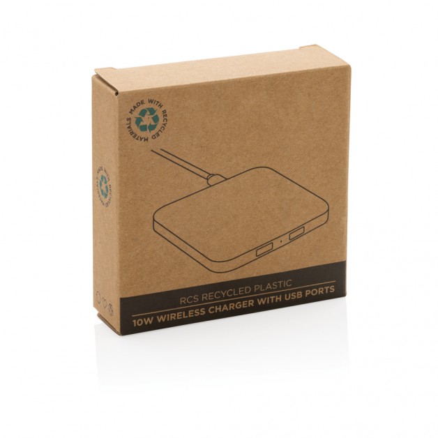 RCS perdirbto plastiko 10W bevielė įkrovimo stotelė su USB jungtimis