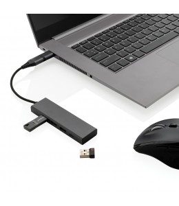 Terra USB šakotuvas su 3 jungtimis iš RCS perdirbto aliuminio