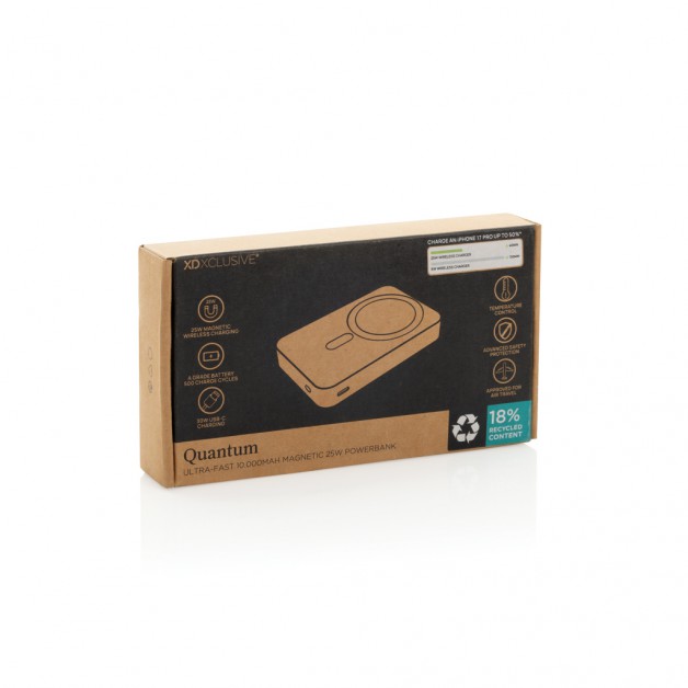 QUANTUM RCS itin greita magnetinė 10 000 mAh išorinė baterija (power bank įkroviklis), 25W