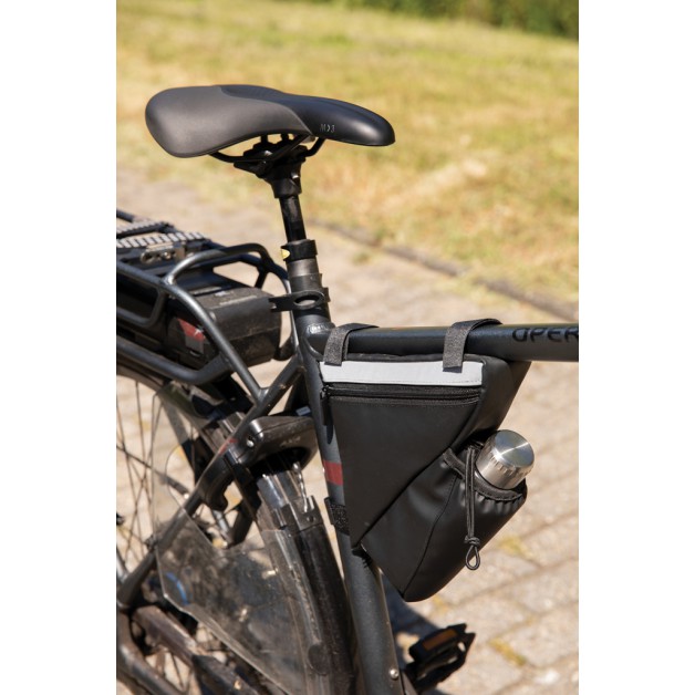 PU dviračio krepšys su šviesą atspindinčia detale ir laikikliu gertuvei