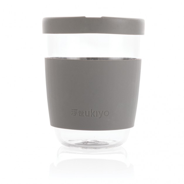 Ukiyo borosilikatinė stiklinė su silikoniniu dangteliu ir rankove, 360 ml