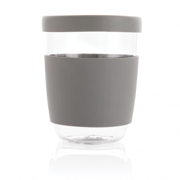 Ukiyo borosilikatinė stiklinė su silikoniniu dangteliu ir rankove, 360 ml
