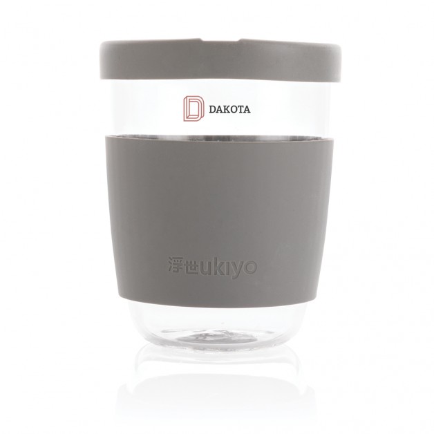 Ukiyo borosilikatinė stiklinė su silikoniniu dangteliu ir rankove, 360 ml