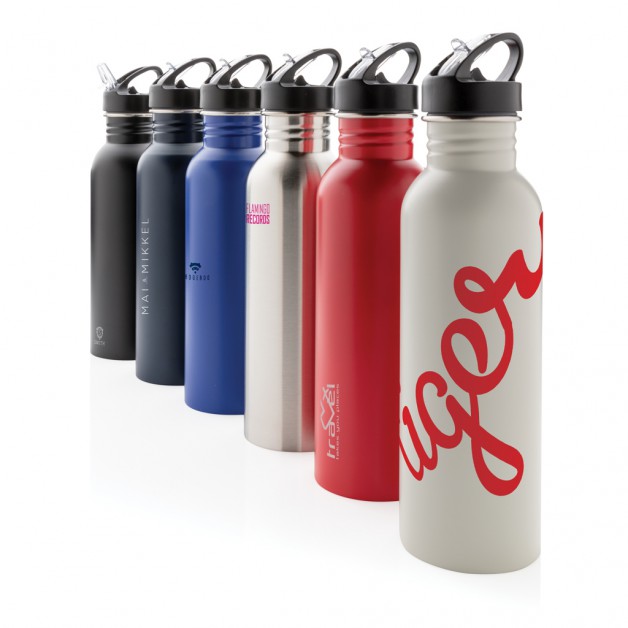 Deluxe stainless steel nerūdijančio plieno sportinė gertuvė su šiaudeliu, 710 ml
